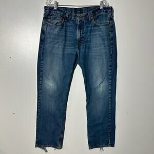 Levi’s 514 Straight Fit Distressed Ankle Blue Denim Casual Jeans Mens Size 36X30